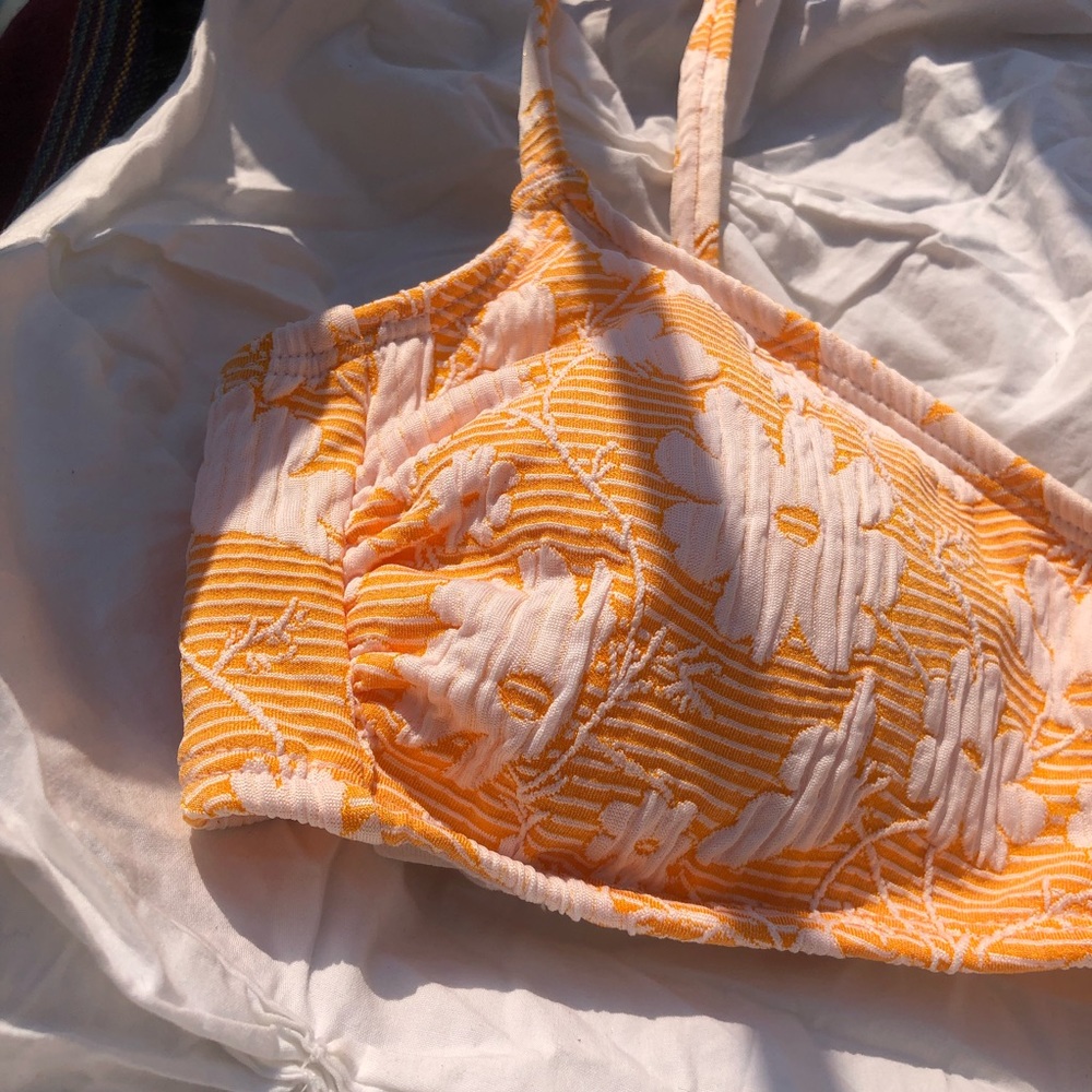 NWOT Xhilaration Orange White Floral Textured 2-PC Two Piece Convertible Bikini - Picture 10 of 16